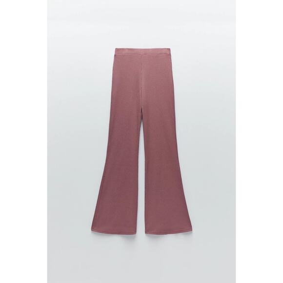 ZARA Ribbed Flared Leg Pant - Picture 1 of 5